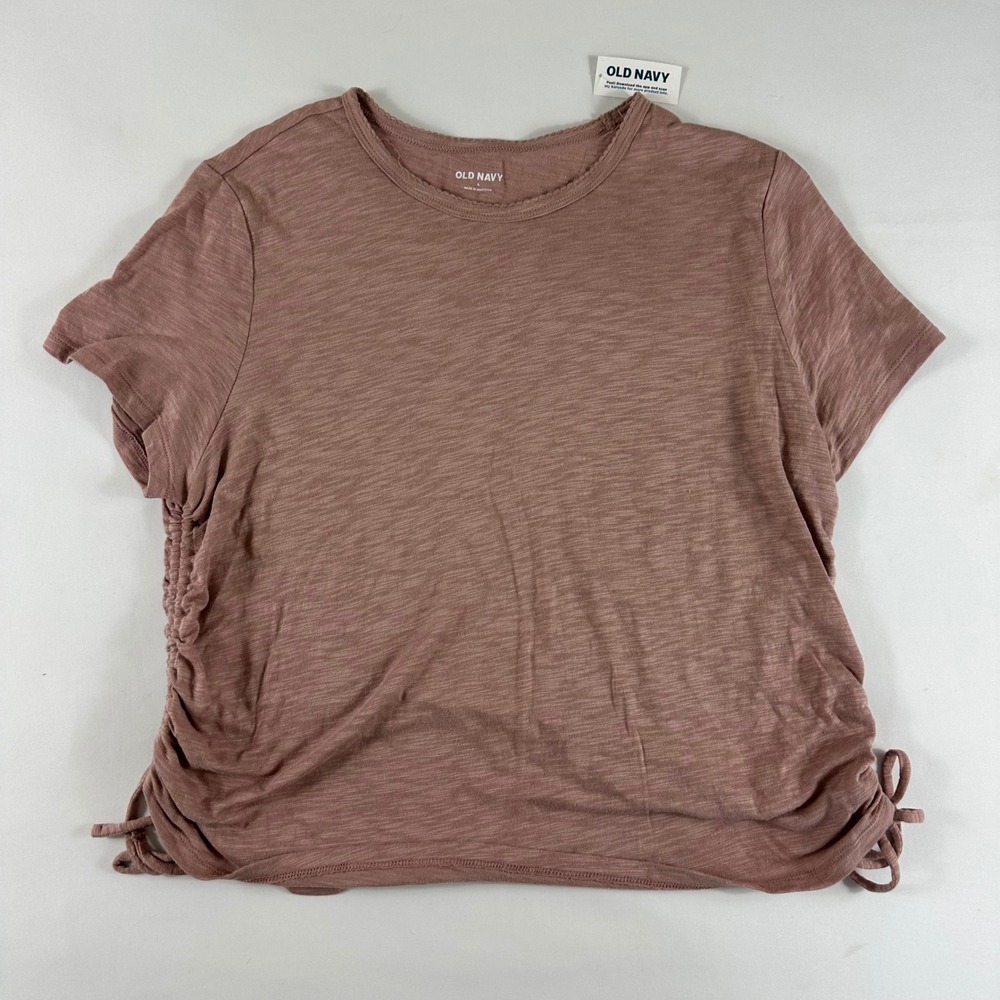 NWT Old Navy Women's Size L Dusty Rose Ruched Side T-Shirt Tee
